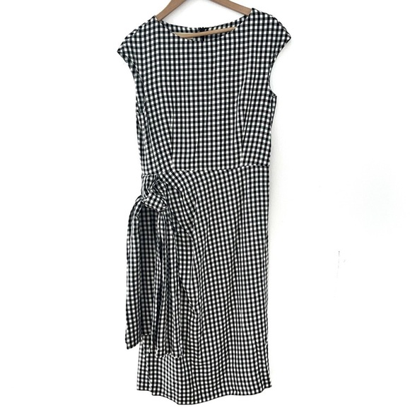 Michael Kors Collection Silk Black White Gingham Sleeveless Midi Dress - Picture 2 of 10